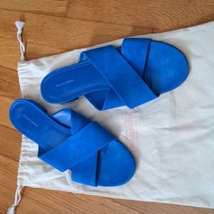 Mansur Gavriel Electric Blue Suede Flat Sandals
